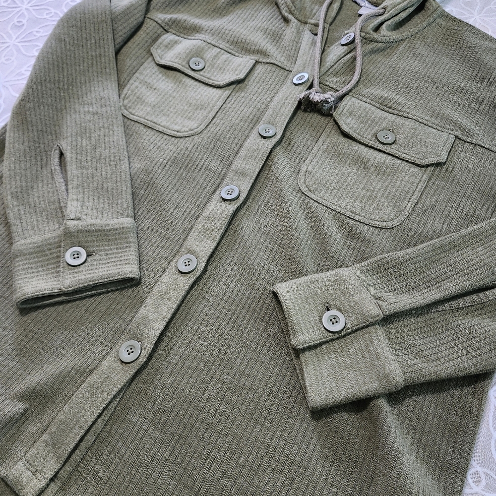 Natural Reflections Ribbed Button Front Shacket - image 3